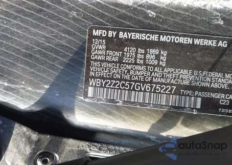 2016 BMW I8 z USA, uszkodzony, nr VIN WBY2Z2C57GV675227